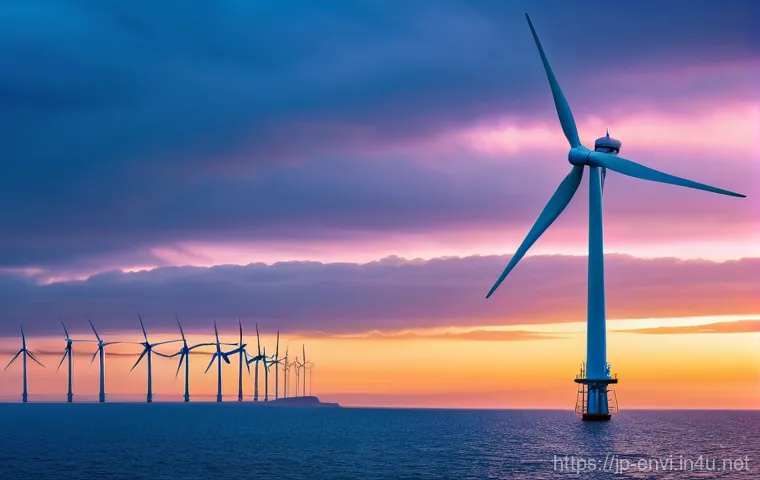 환경공학 실무 프로젝트 - **"A breathtaking, panoramic view of a futuristic offshore wind farm located off the coast of Japan ...