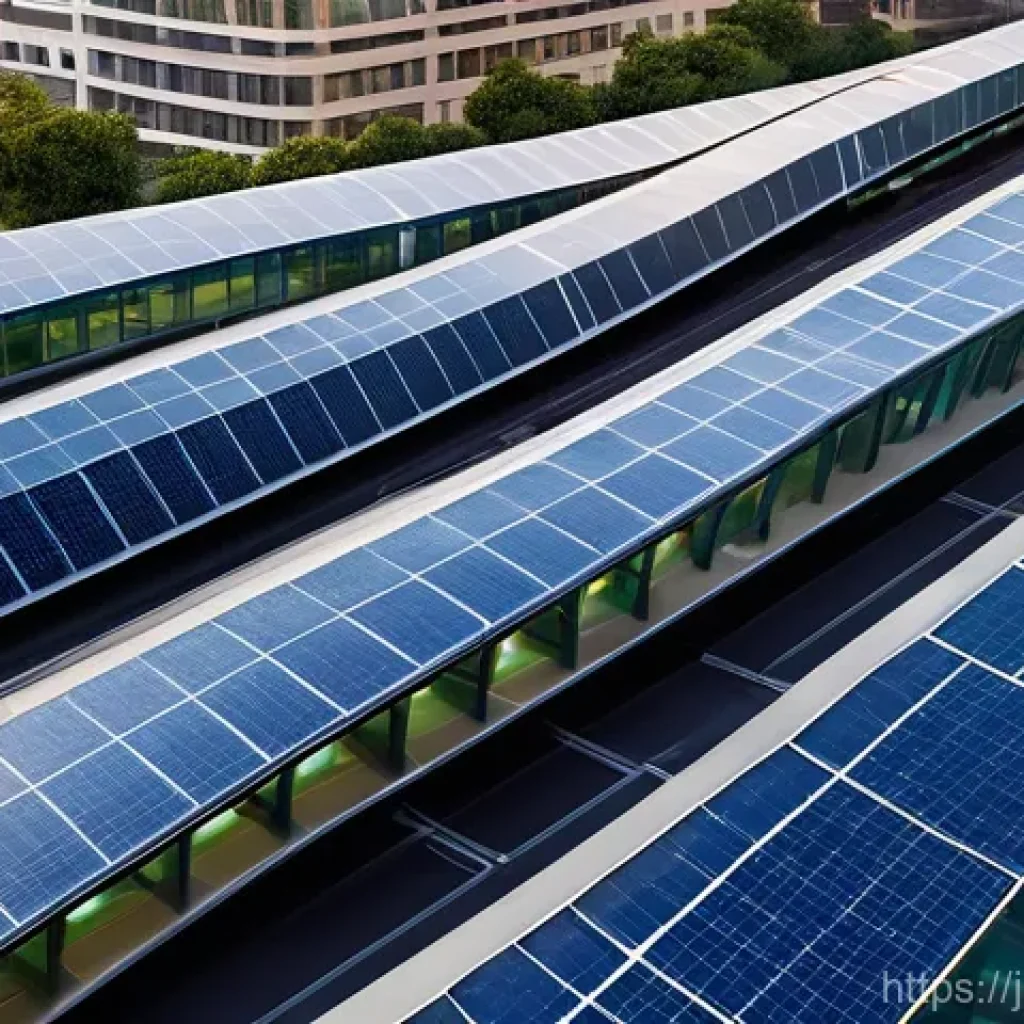 환경기술 이론과 사례 정리 - **Futuristic Solar Cityscape:**
    A vibrant, futuristic cityscape at dawn, with towering skyscrape...