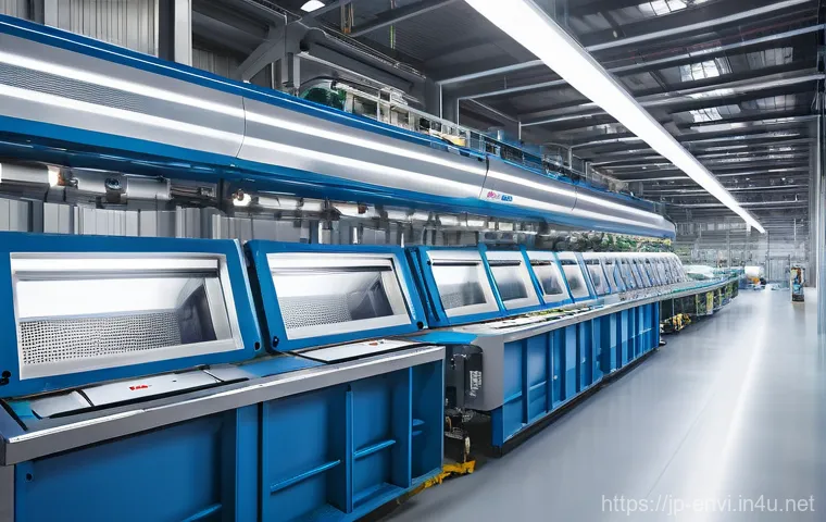 환경공학 이론 기초 - **Prompt:** A futuristic, bright, and clean waste-to-resource transformation facility. The scene fea...