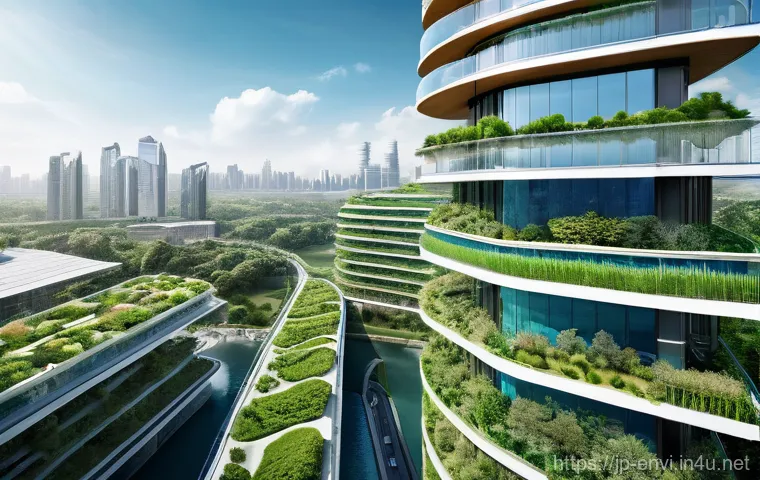 환경공학 이론 기초 - **Prompt:** A futuristic, bright, and clean waste-to-resource transformation facility. The scene fea...