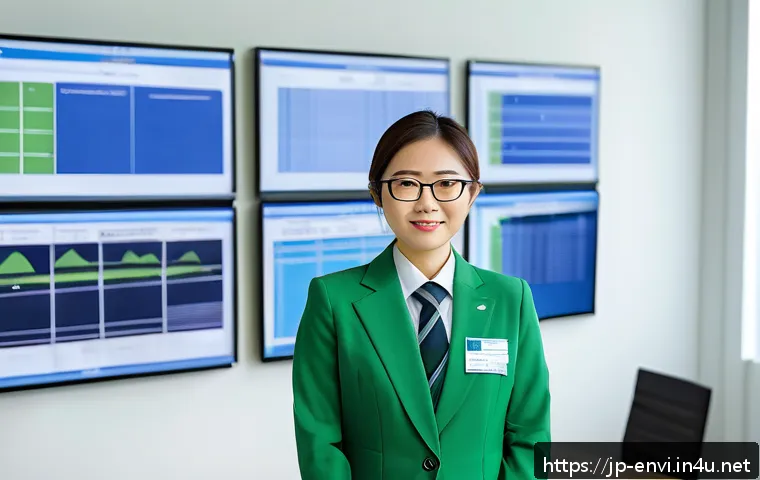 환경기사와 환경산업기사 비교 - A professional Japanese environmental engineer in business attire, wearing safety glasses and a badg...