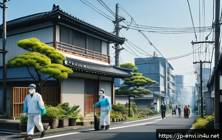 환경분야 전문지식 쌓는 법 - A detailed illustration of a Japanese urban and rural landscape side by side, showcasing distinct en...